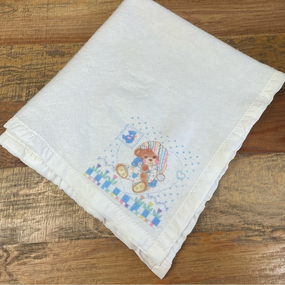 Riegel Satin Trim Baby Security Blanket Teddy Bear Vintage - Picture 1 of 10